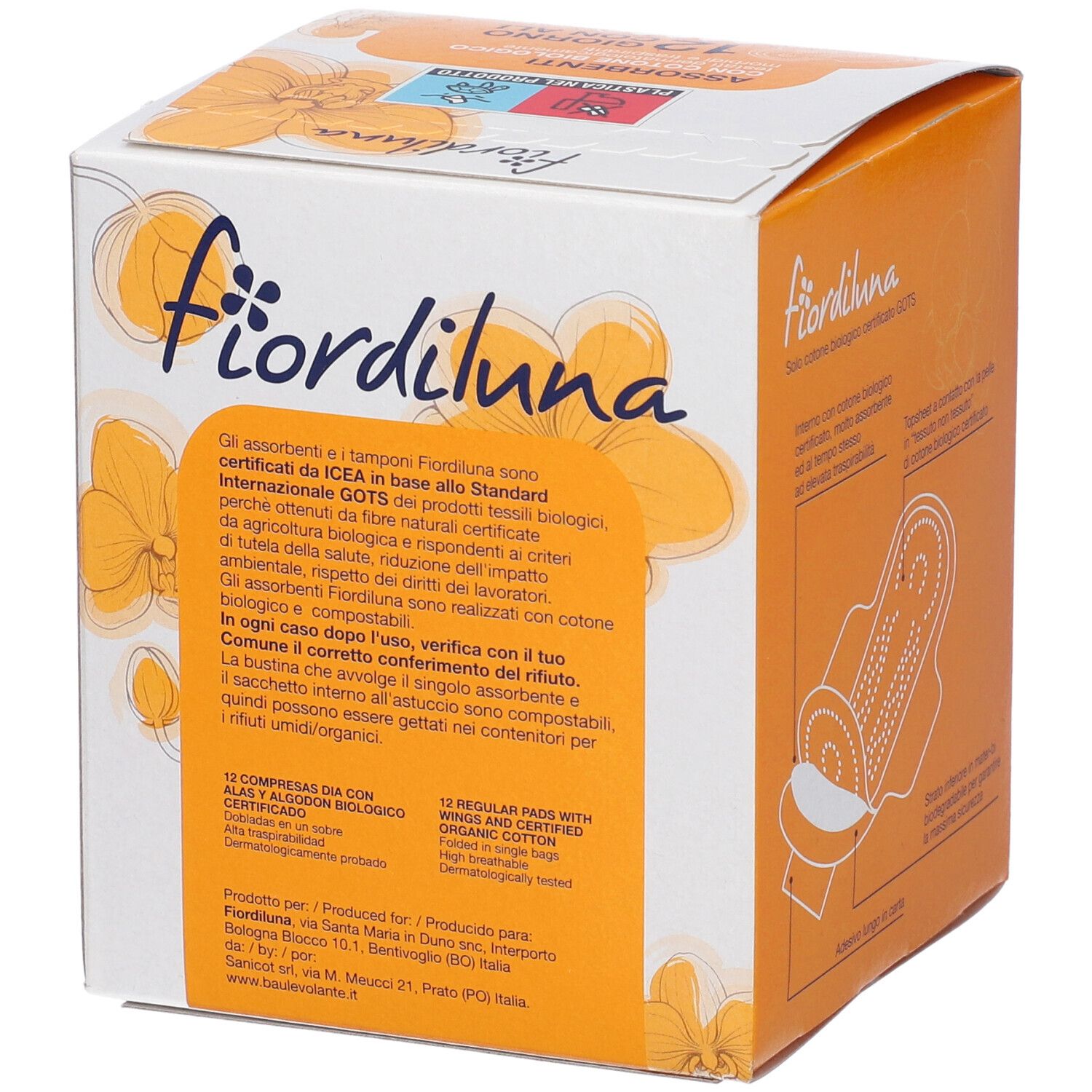 FIORDILUNA Assorbenti Giorno con Ali - Cotone Biologico