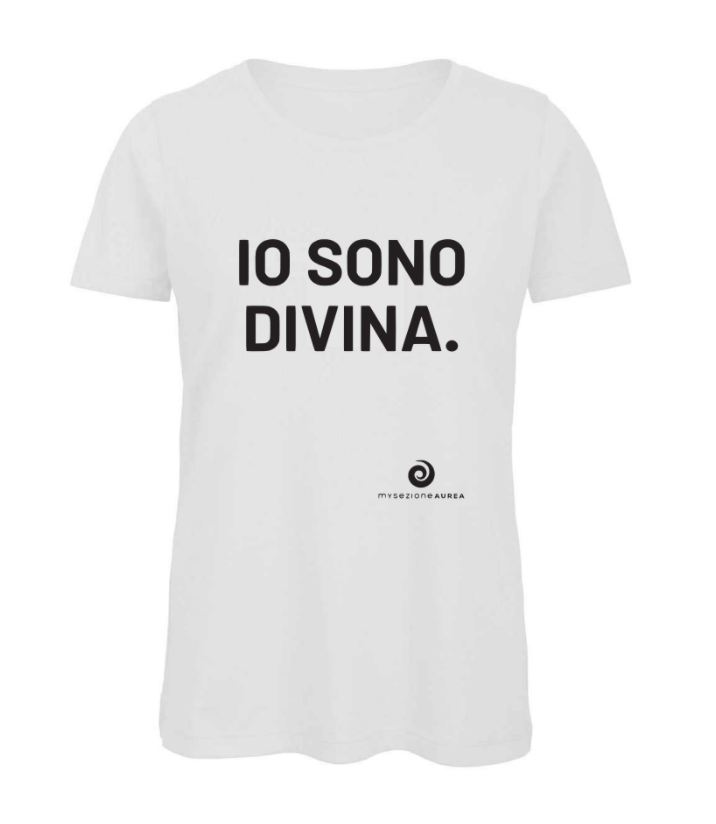 T-shirt Bianca e Nera in cotone organico IO SONO DIVINA.-XS