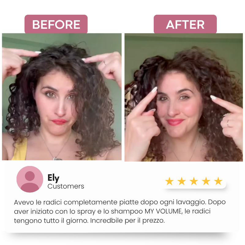 Aktives Volumenspray für plattes Haar und Inversionsmethode MY VOLUME