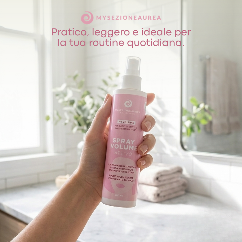 Aktives Volumenspray für plattes Haar und Inversionsmethode MY VOLUME