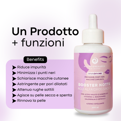 DIVA DIVINE Alpha-Hydroxysäure (AHA) Nacht-Booster für Falten, Mitesser, Pickel und Unreinheiten