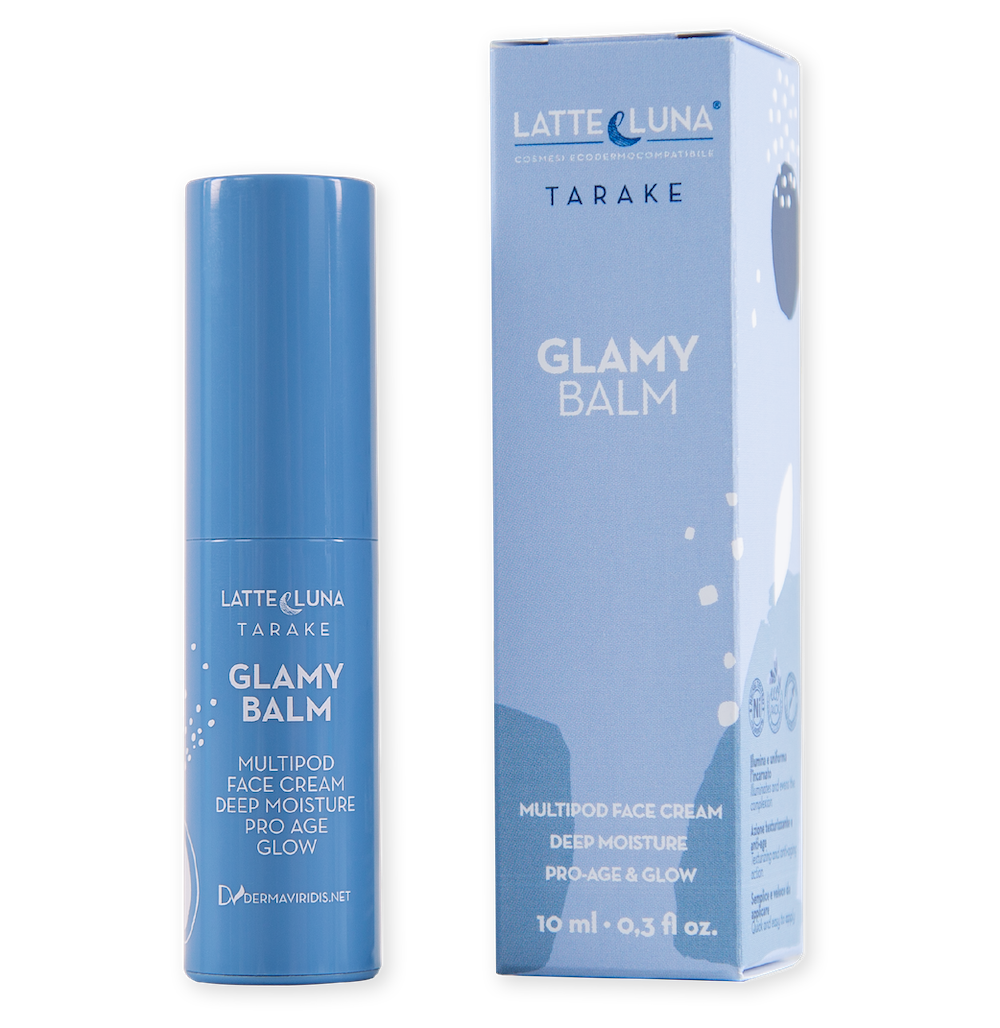 GLAMY BALM Latte e Luna - stick viso labbra e collo idratante, illuminante, pro-age