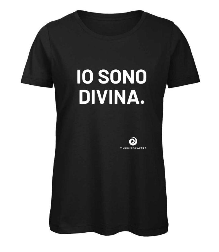 T-shirt Nera e Bianca in cotone organico IO SONO DIVINA.-S