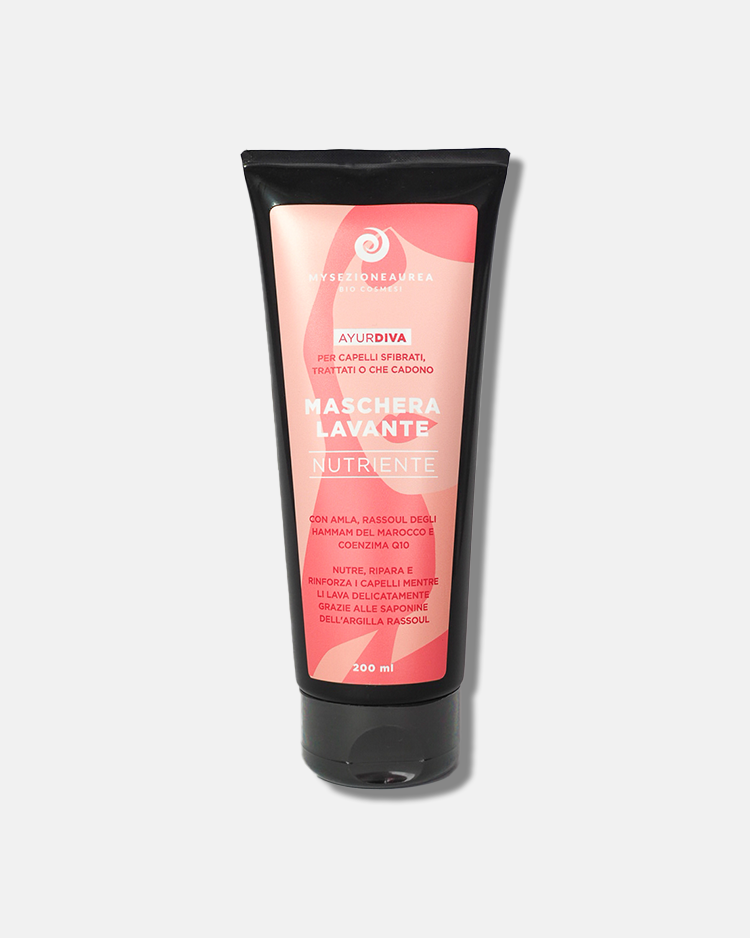 Maschera Lavante NUTRIENTE amla e rassoul per capelli sfibrati, trattati o che cadono AYURDIVA
