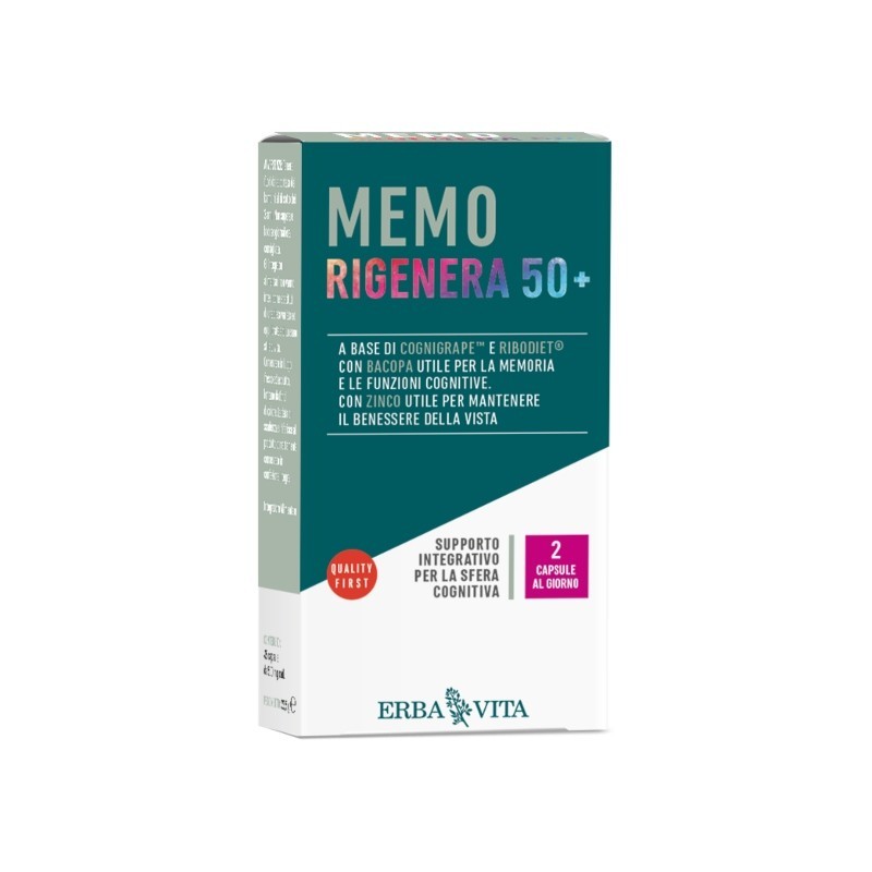 MEMO RIGENERA 50+ Energetico per memoria e sfera cognitiva - Erba Vita