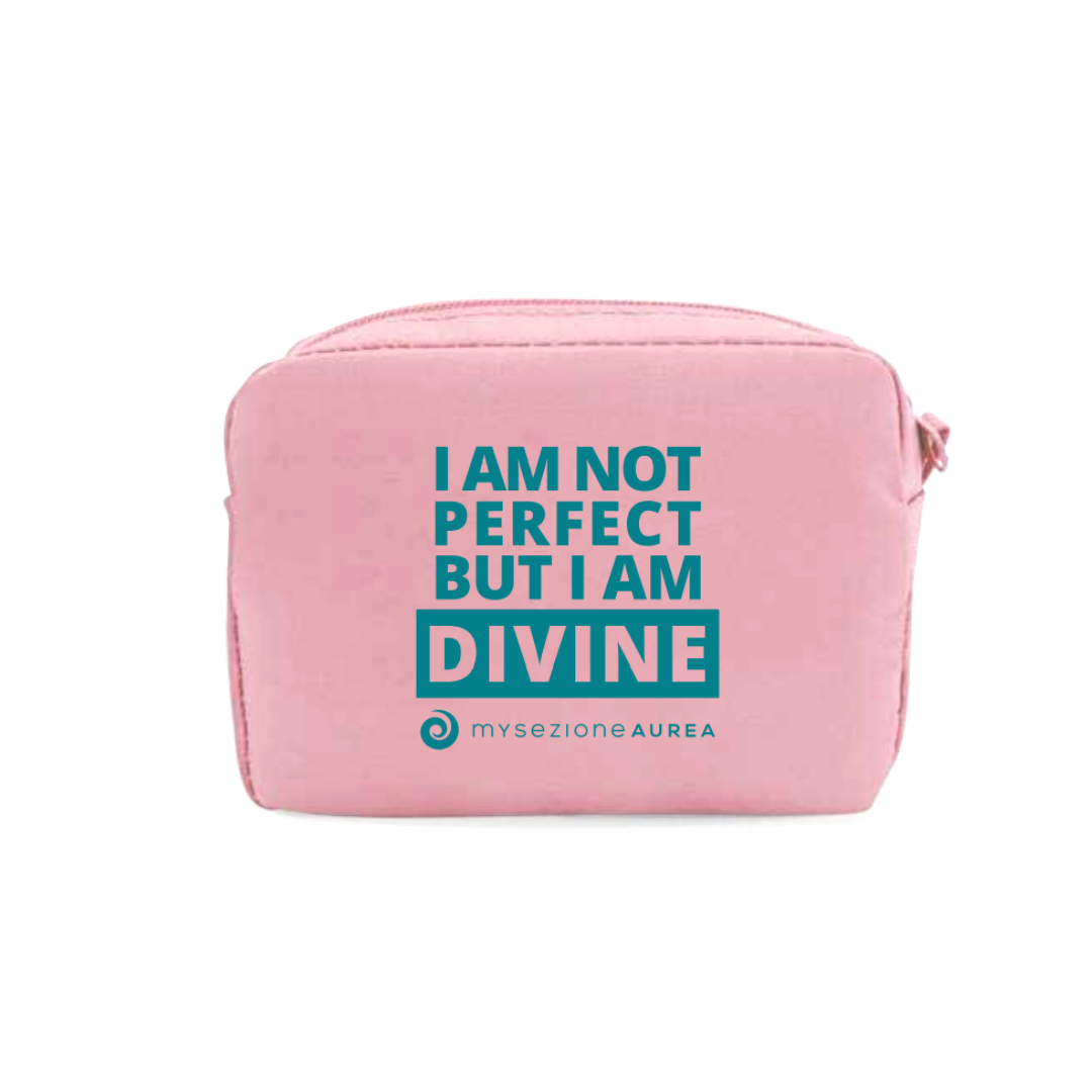 Pochette per Trucchi Rosa - I AM NOT PERFECT BUT I AM DIVINE