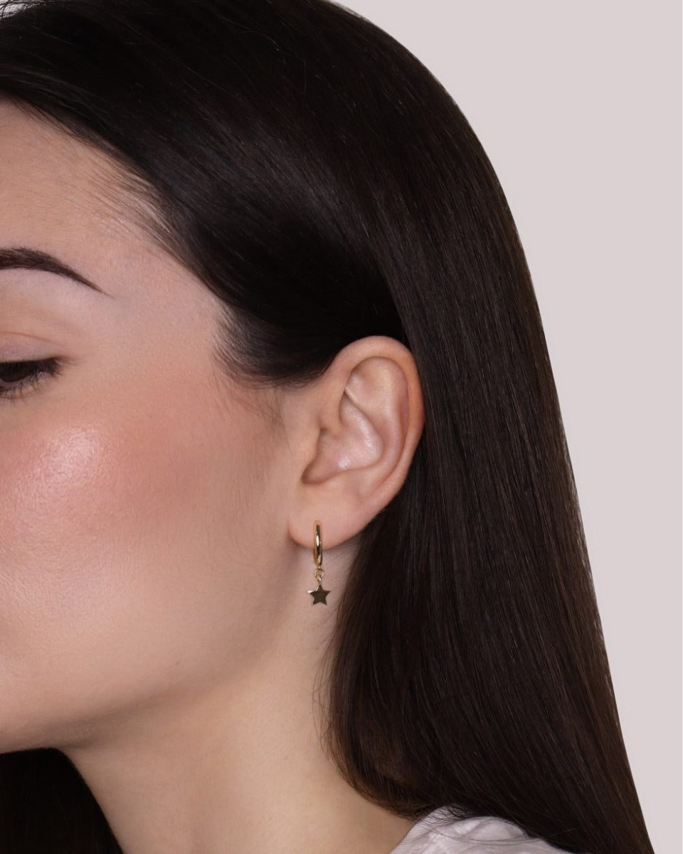 Orecchino singolo a cerchio Stella Oro - Veramé